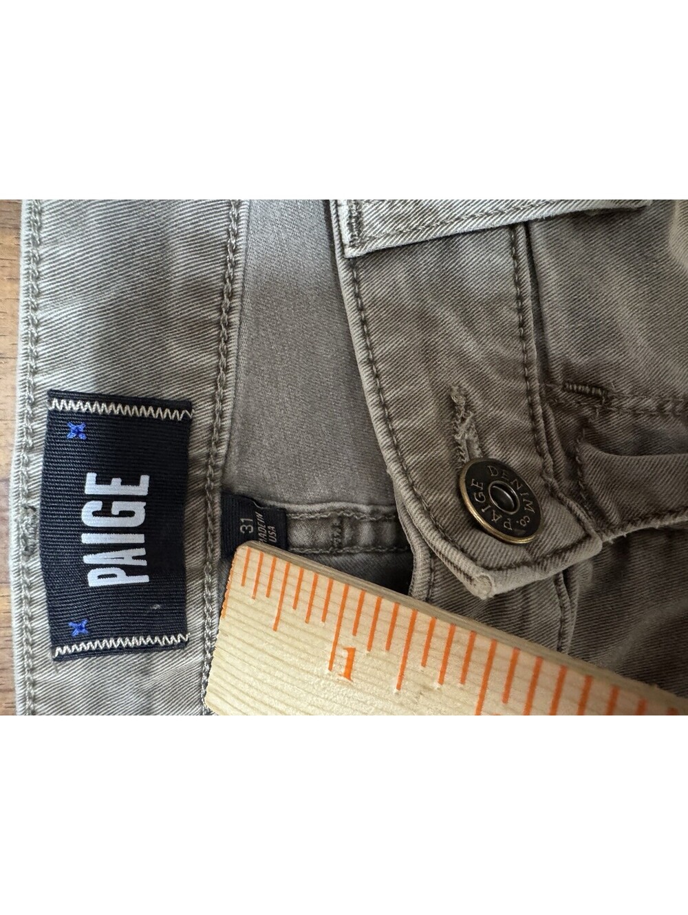 Paige Men's Slim Straight Gray Cotton Denim Jeans Button Zip 5-Pocket 31 W 31 L - Picture 3 of 5